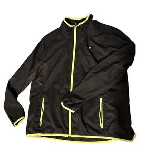 Old Navy Black Windbreaker Jacket with Neon Yellow Trim